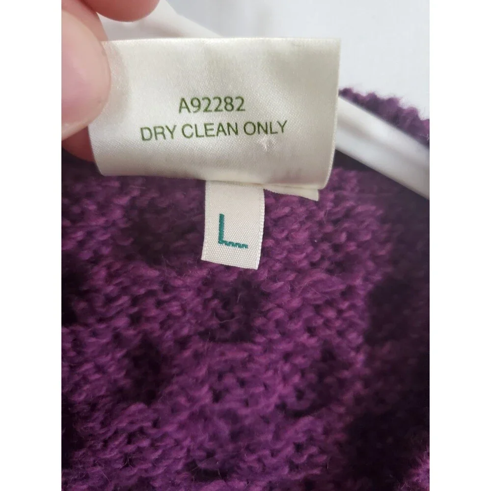 Kilronan Knitwear Cardigan Merino Wool Cable Knit Ireland 3/4 Sleeve Size Large